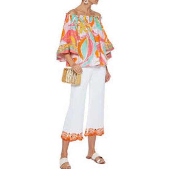 John Mark Off The Shoulder Colorful Vacation Top - Picture 8 of 8